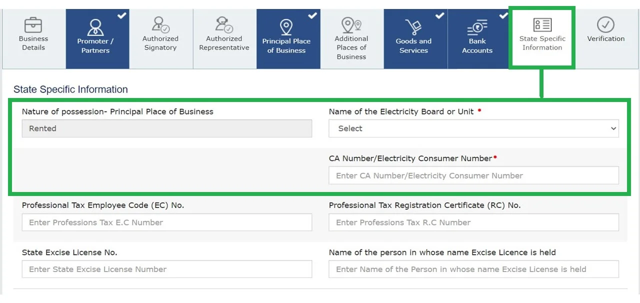 CA,EC number for GST Registration